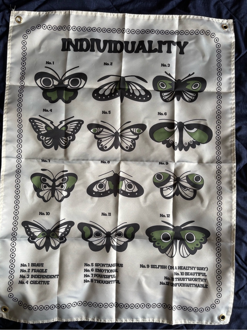 Girrlscout Individuality Butterflies Wall Flag - Green & Black